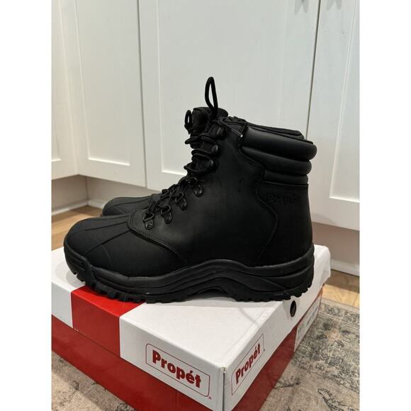NEW Propet Mens Blizzard Mid Lace Leather Boot M3789 Black Size 11.5 X-wide 200g - Picture 9 of 11